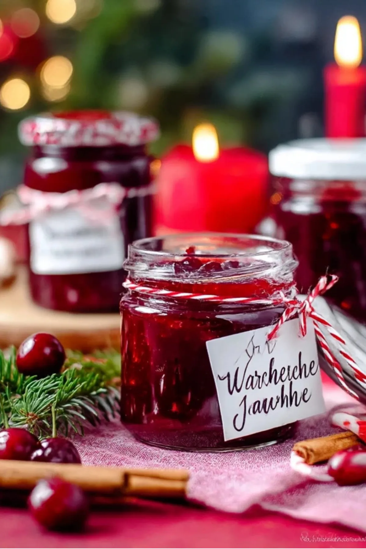 Weihnachtsmarmelade mit Kirsche