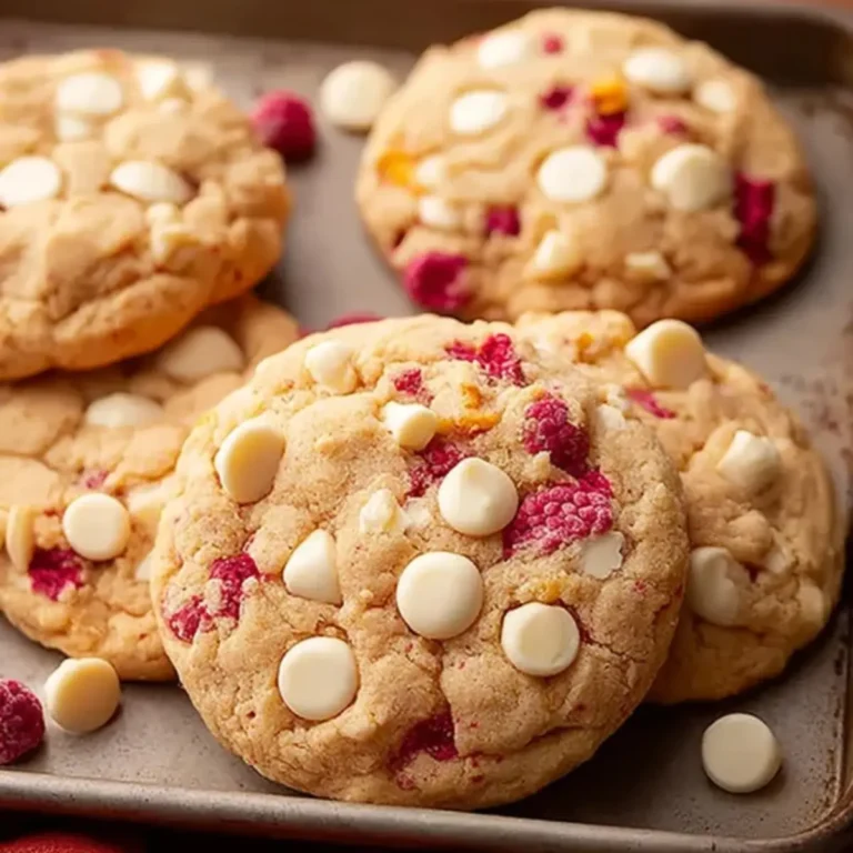 Cookies mit weißer Schokolade und Himbeeren