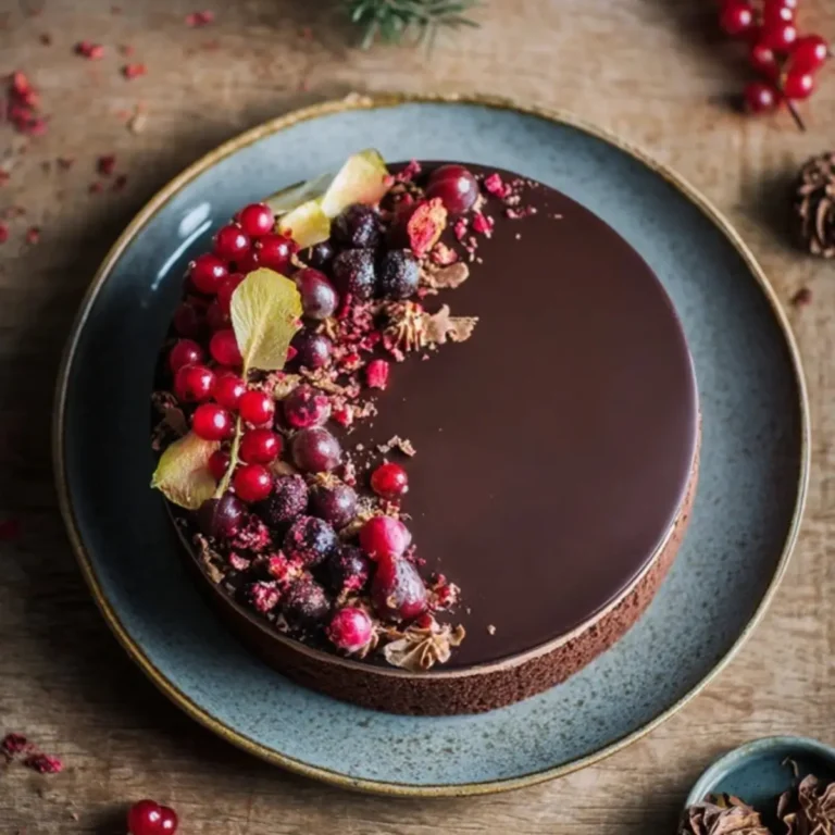 Schoko-Cassis-Torte mit Marzipanmousse