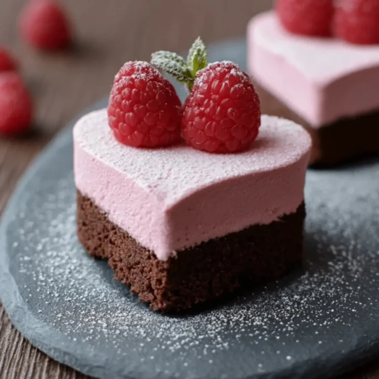 brownieherzen mit himbeermousse