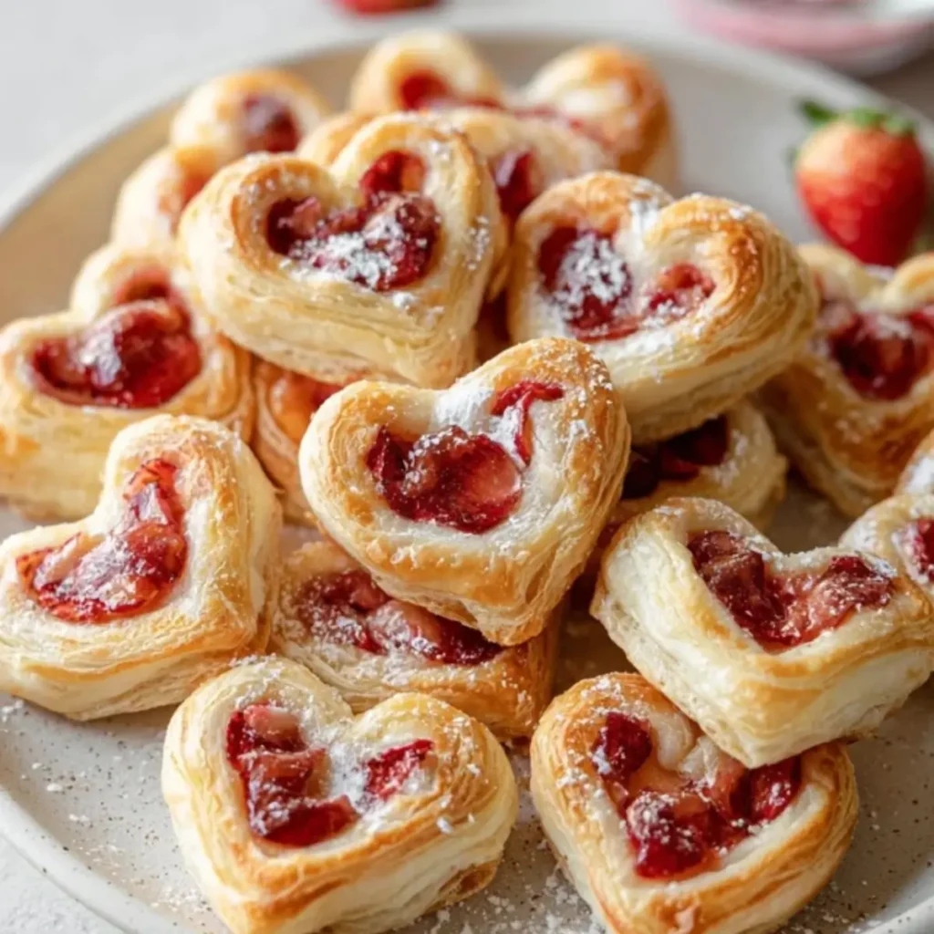 erdbeer-blätterteigherzen