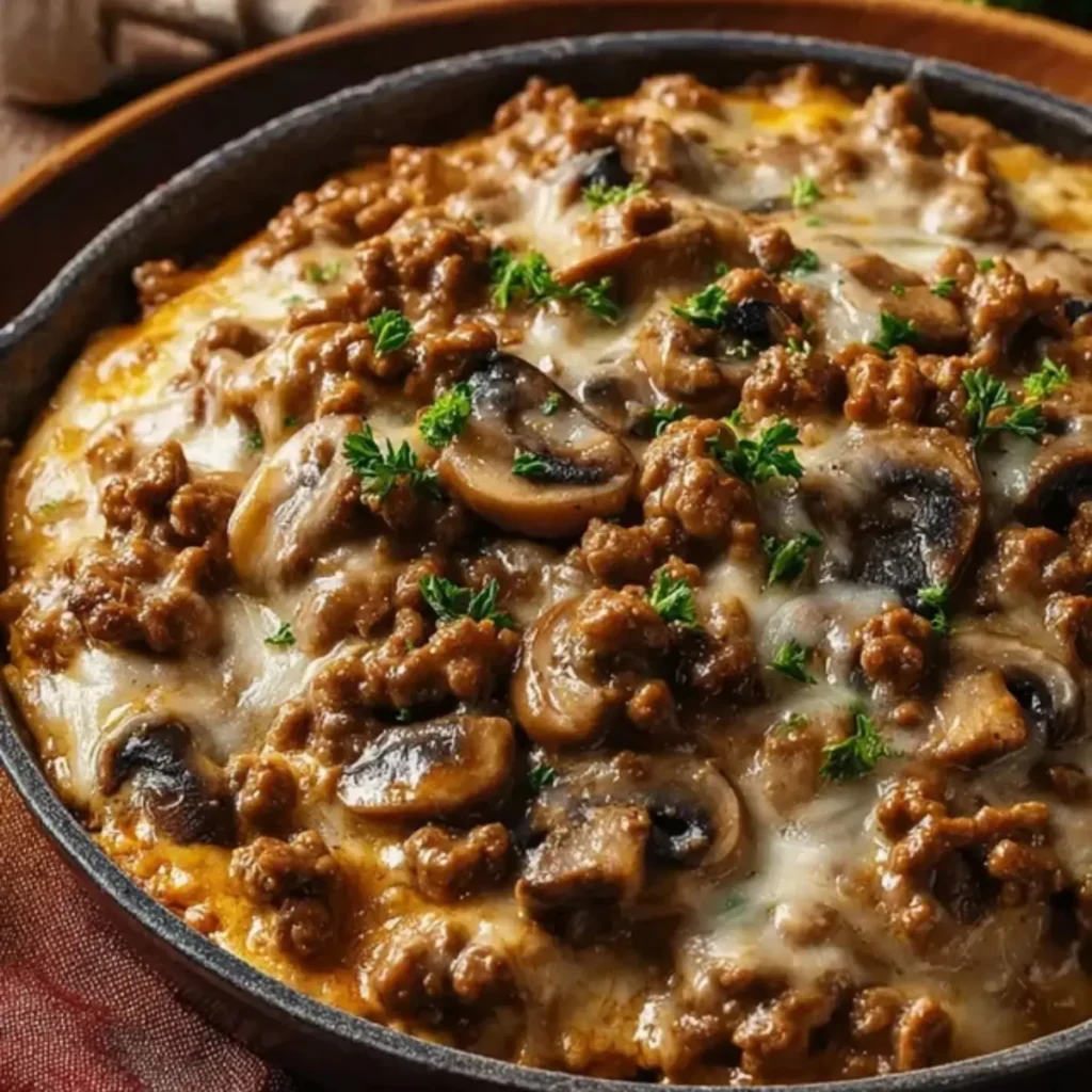 Cremige Hackfleisch-Pilz-Pfanne