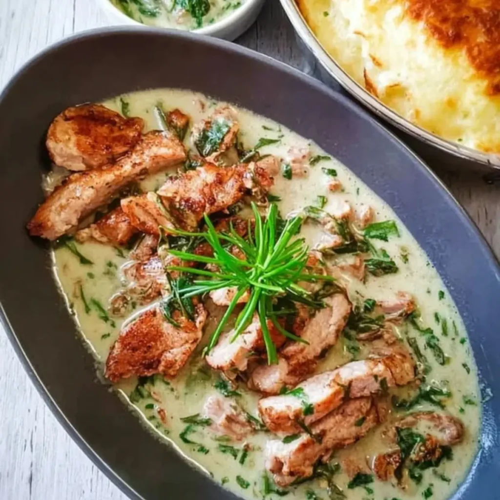 Geschnetzeltes an Bärlauchsauce