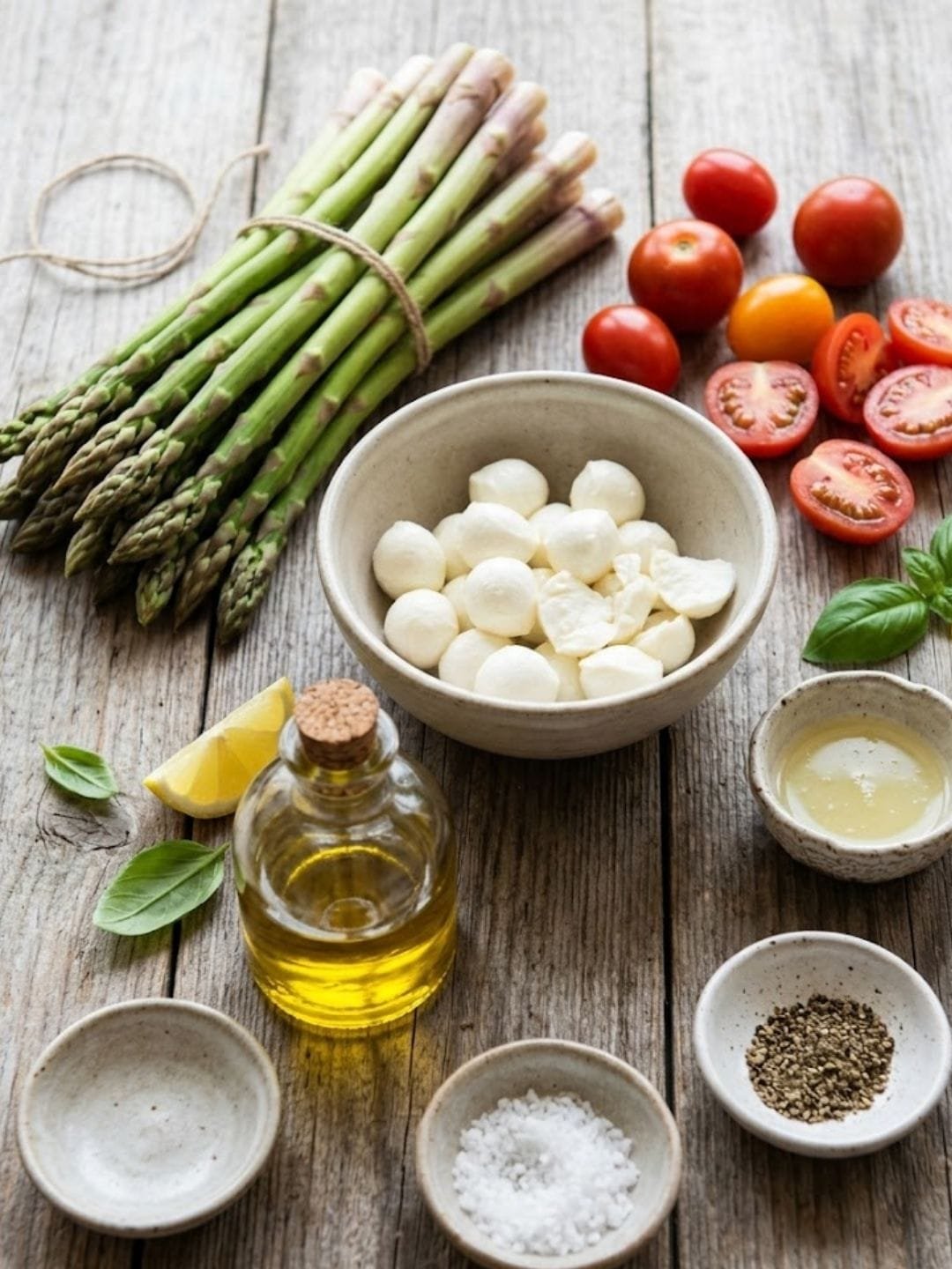 Grüner Spargel Salat mit Tomaten