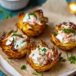 Kartoffelnester mit Krabben und Sour Cream