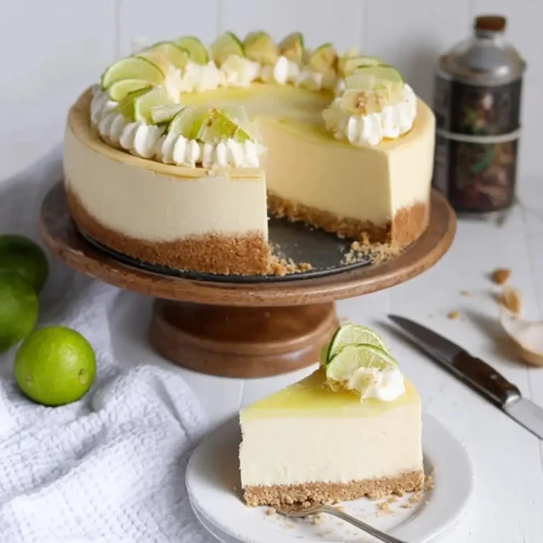 Limettenkäsekuchen mit weißer Schokolade