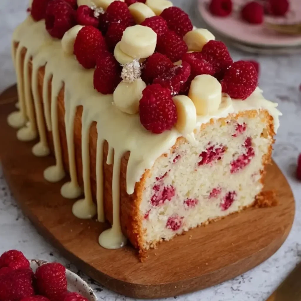 Weißer Schokoladen-Himbeer-Kuchen