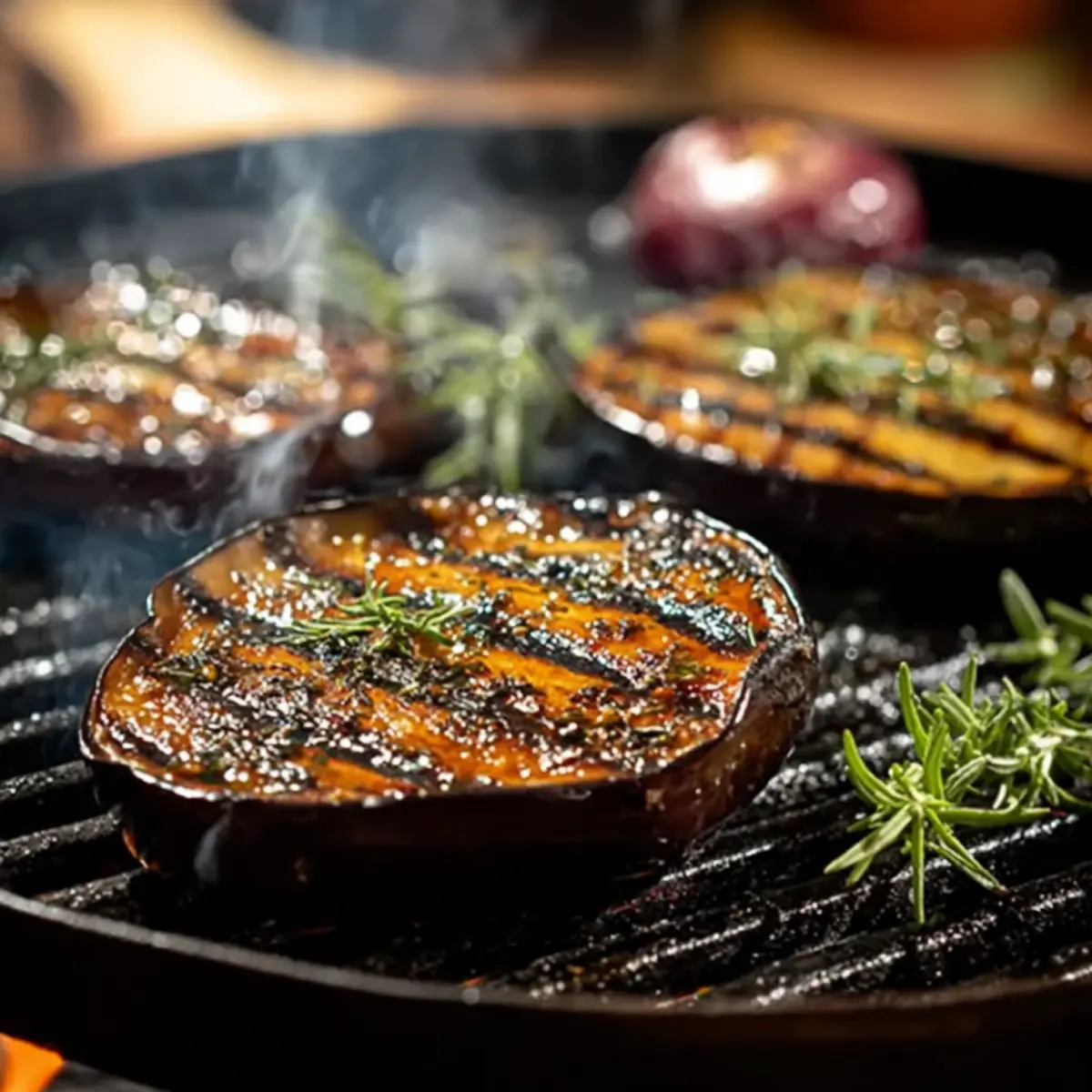 Auberginen Steaks auf dem Grill