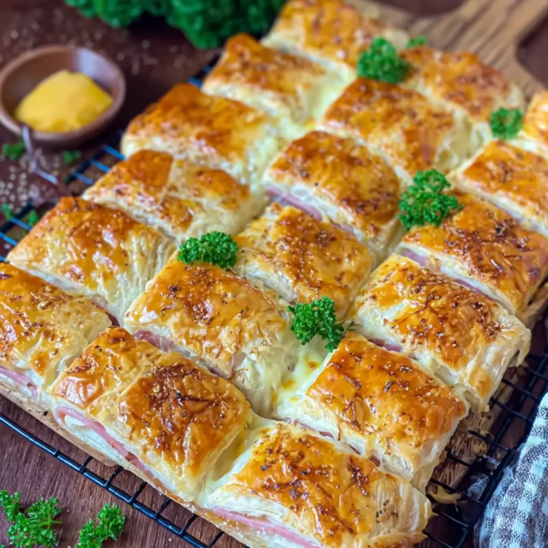 Blätterteig gefüllt mit Schinken und Käse