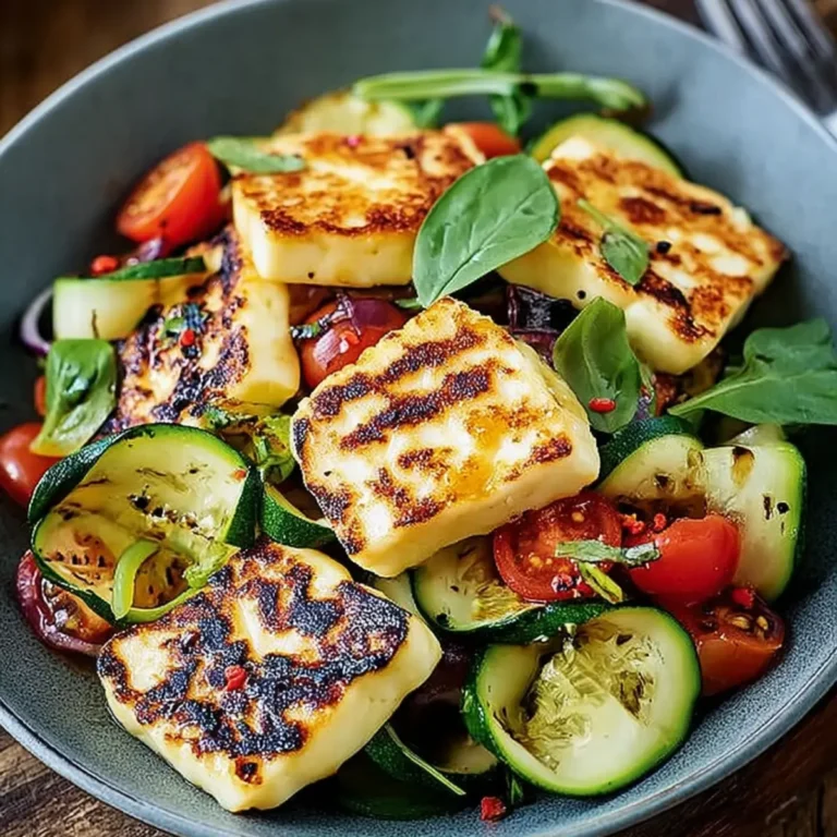 Chili Gegrillter Halloumi mit Zucchinisalat