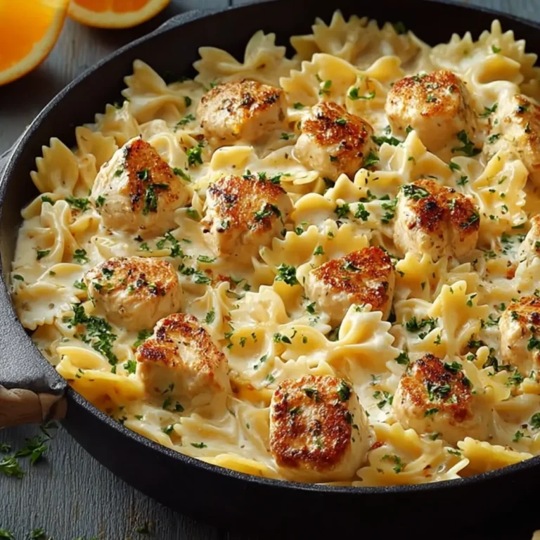 Cremige Hähnchen Farfalle Pfanne