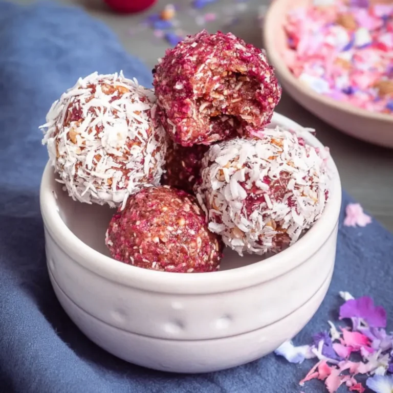 Energy Balls mit Datteln und Himbeeren