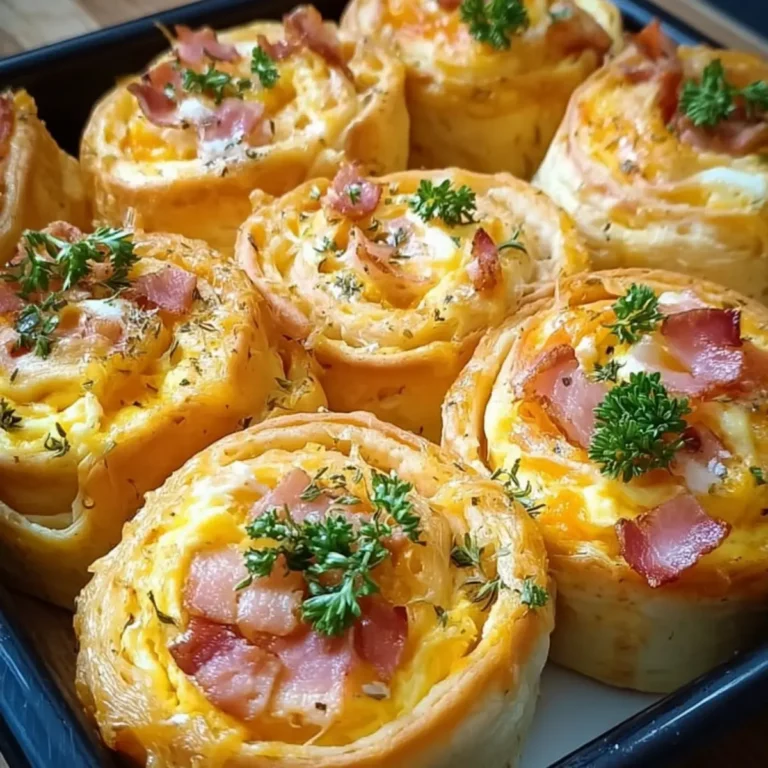 Frühstücksrollen mit Rührei, Käse und Speck