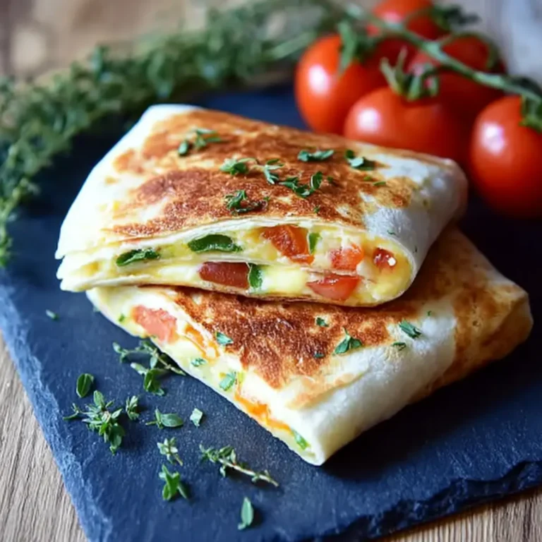 Frühstückswrap mit Ei Käse und Tomaten