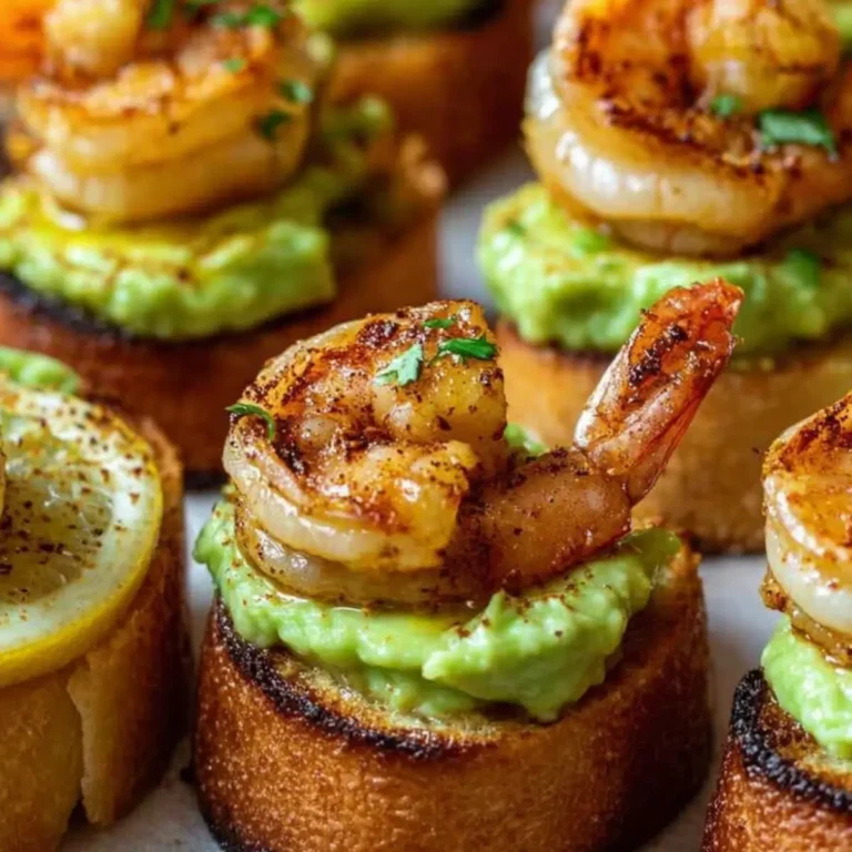 Garlic Shrimp Crostini mit Avocado