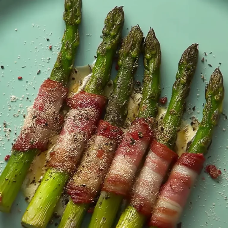 Gebratener grüner Spargel im Speckmantel