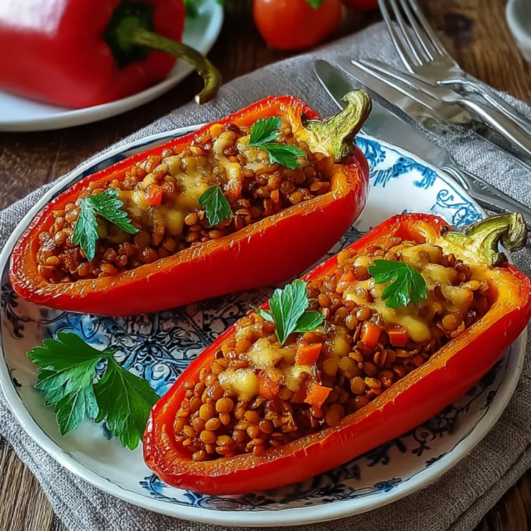 Gefüllte Spitzpaprika mit roten Linsen