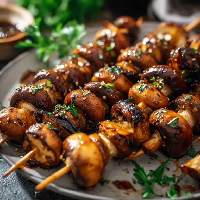 Gegrillte Champignon Spieße mit Tamarinden Glasur
