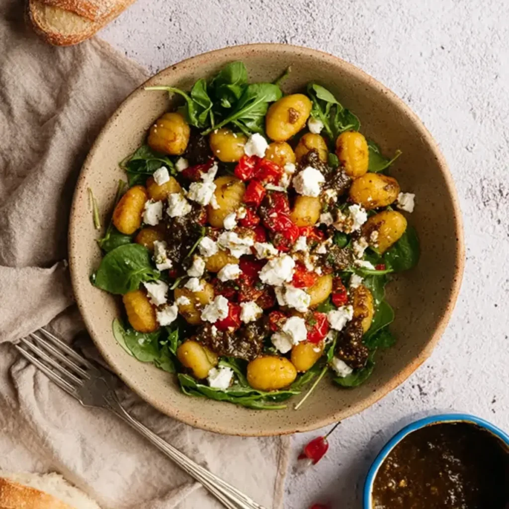 Gnocchi Salat mit Feta und Pesto