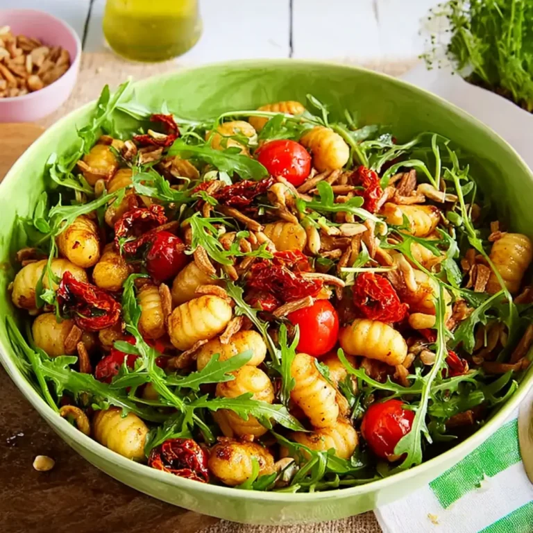 Gnocchi Salat mit Rucola und getrockneten Tomaten