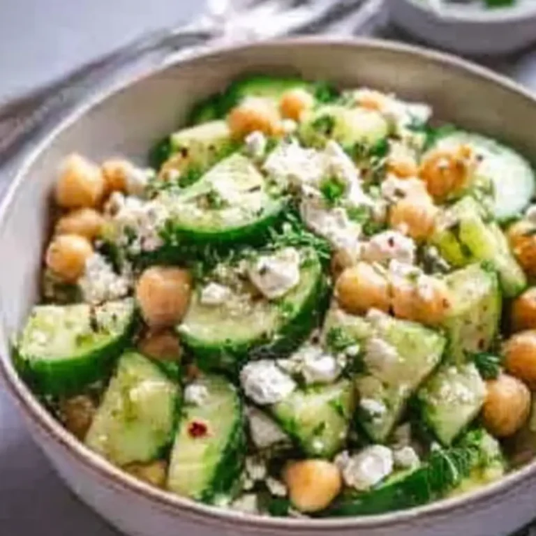 Gurkensalat mit Feta und Kichererbsen