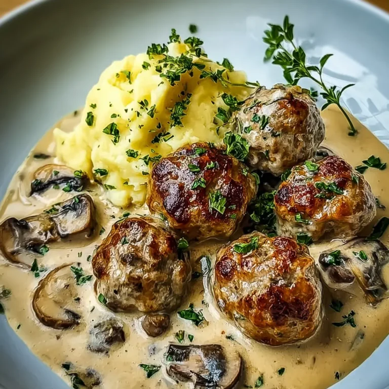 Hackbällchen in Champignon Rahmsoße