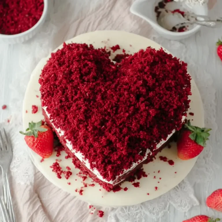 Herz Maulwurfkuchen mit Erdbeeren
