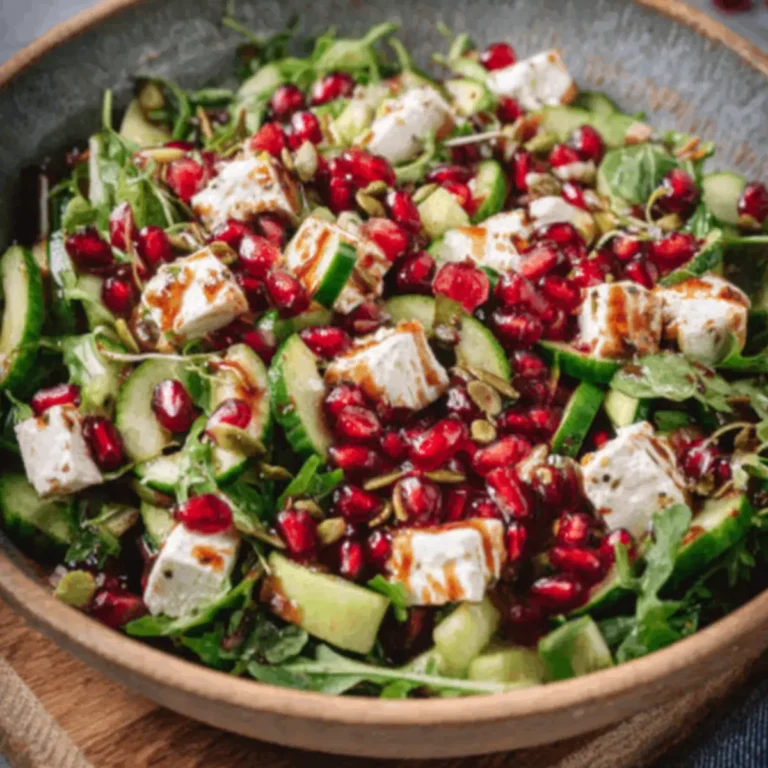 Keto Granatapfel Feta Salat mit Gurke