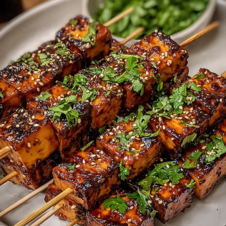 Knoblauch Soja Glasierte Tofu Spieße