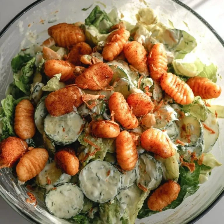 Knuspriger Gnocchi Salat mit Joghurt Dressing