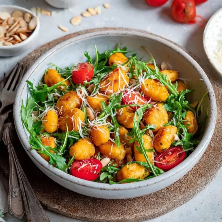 Knuspriger Gnocchi Salat mit Pesto
