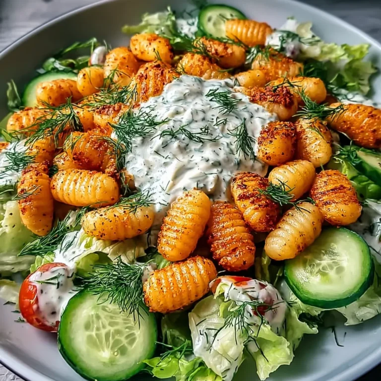 Knuspriger Gnocchi Salat mit cremigem Dressing