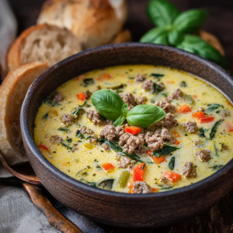 Käse Lauch Suppe mit Hackfleisch