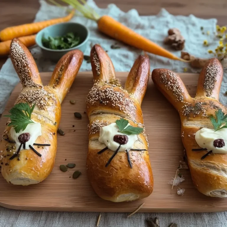 Laugenstangen Hasen mit Karotten Creme