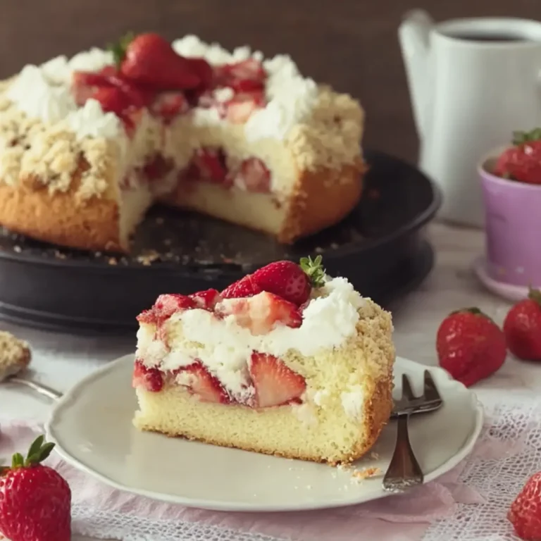 Maulwurfkuchen mit Erdbeeren und hellem Teig