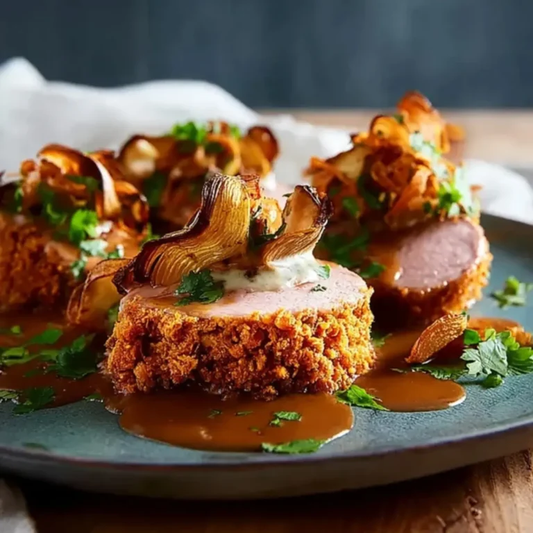 Möhrenkruste auf saftigen Medaillons