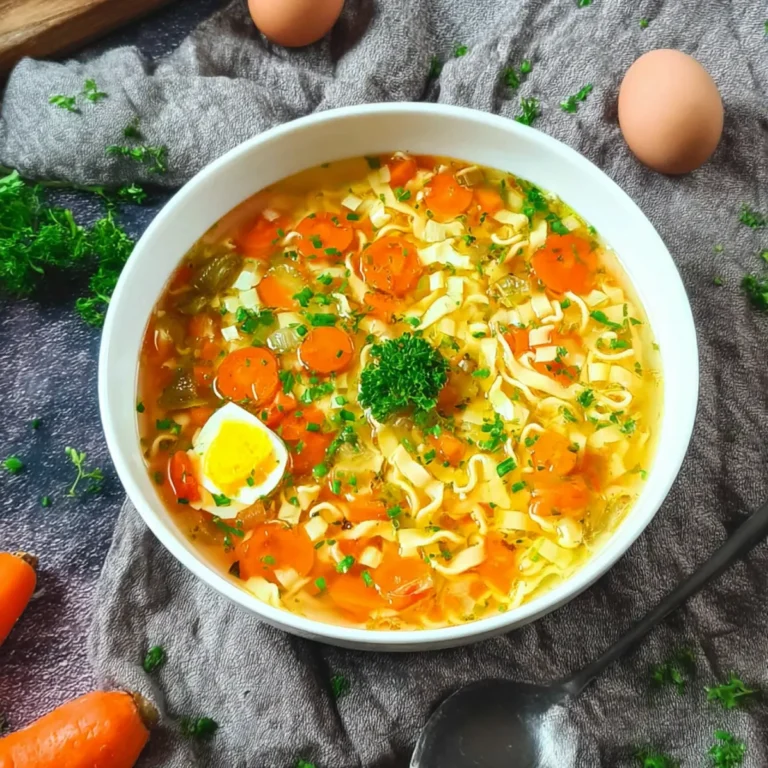 Nudelsuppe mit Möhre und Ei