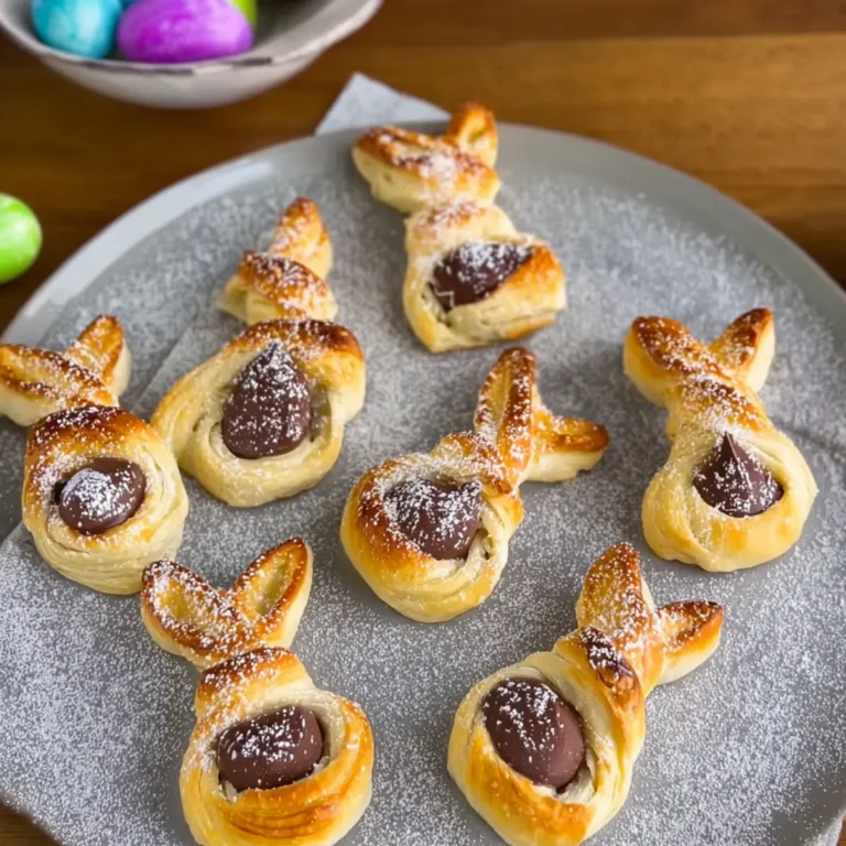 Osterhasen aus Blätterteig mit Schoko Füllung