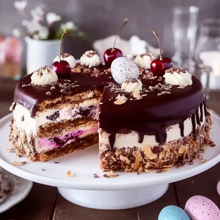 Ostertorte mit Kirschen und Schokolade