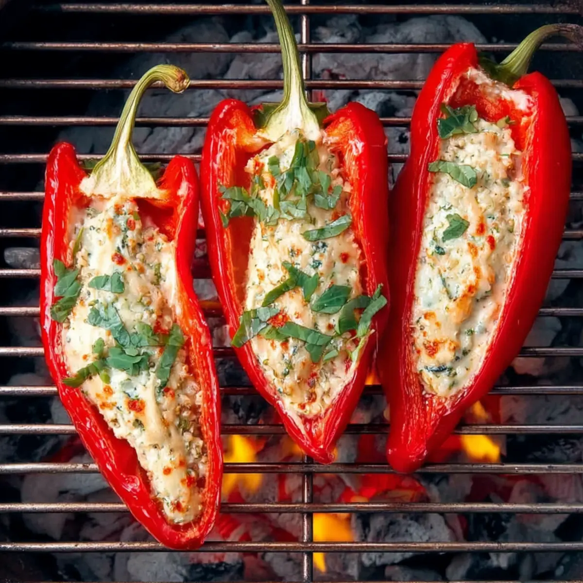 Paprikaschoten mit Hirse Hüttenkäse Füllung