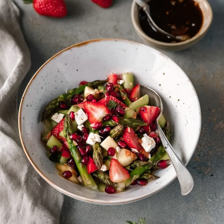 Spargelsalat mit Erdbeeren, Feta und Granatapfel