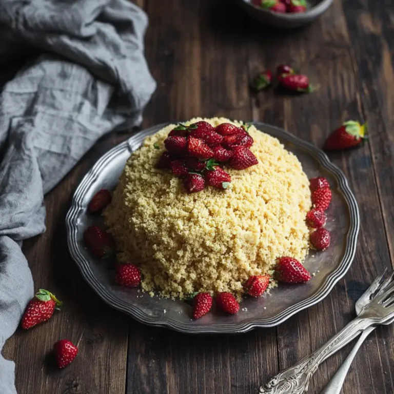 Weißer Maulwurfkuchen mit Erdbeeren