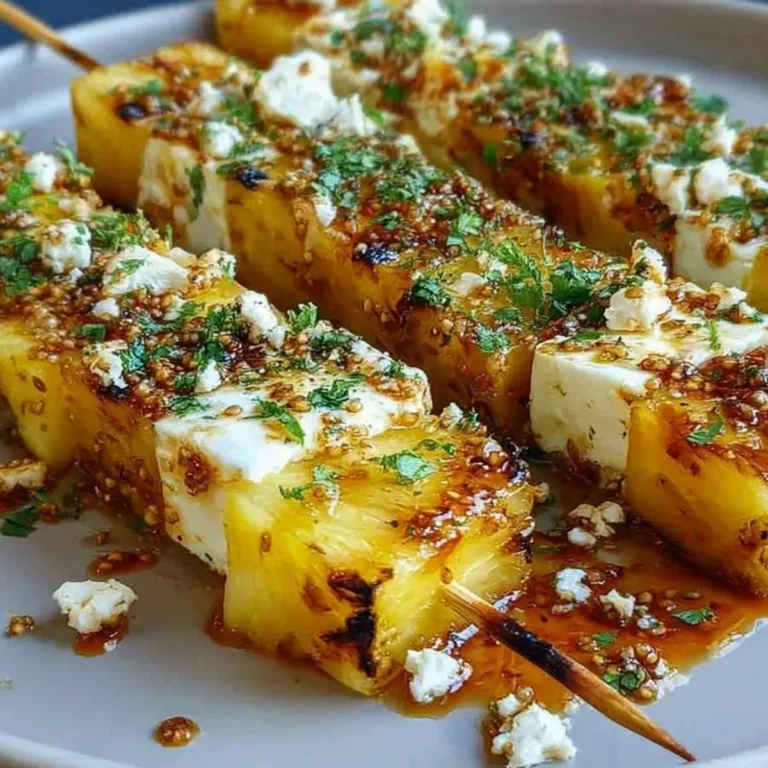 Ananas Feta Spieße mit Chilihonig & Zitronenzeste
