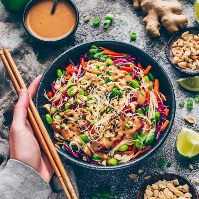Asiatischer Nudelsalat mit Erdnusssauce