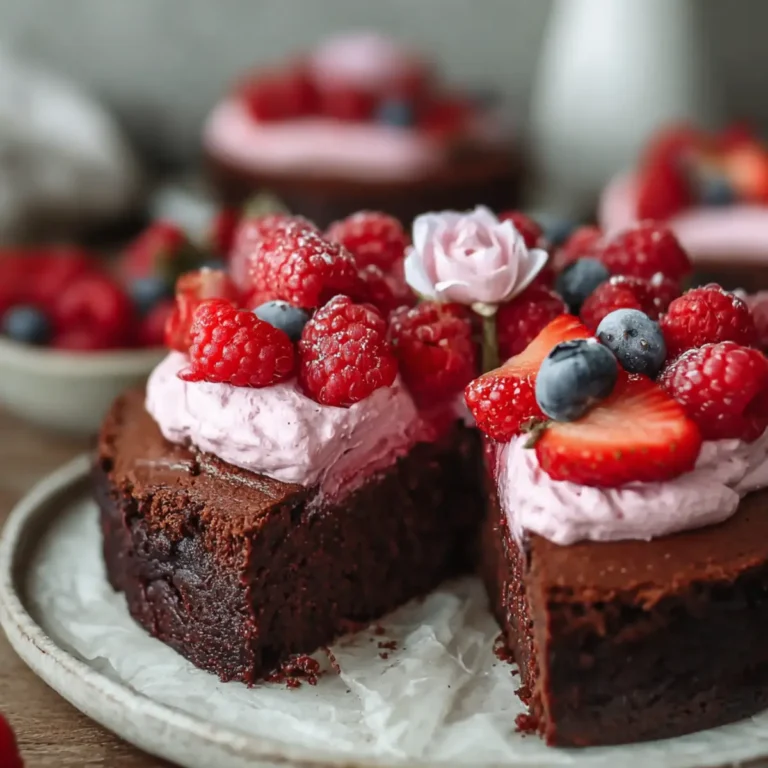 Brownie mit Himbeerschaum