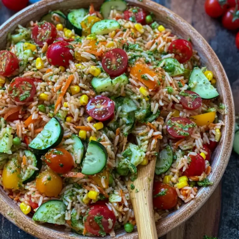 Bunter Reissalat mit Pesto Dressing