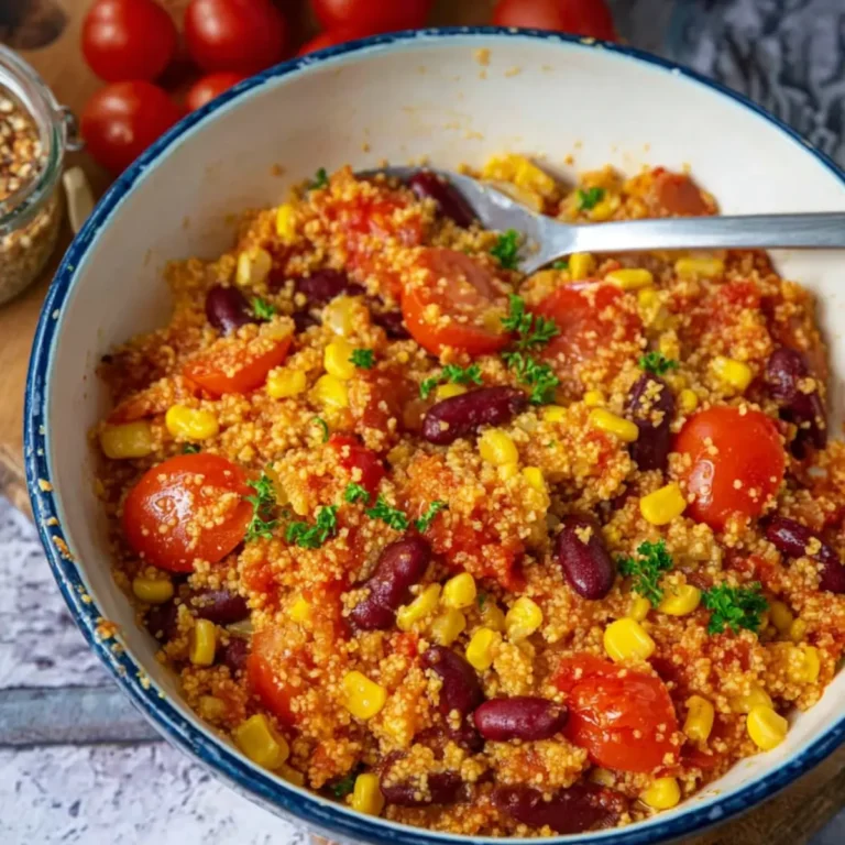 Couscous Pfanne mit Tomaten und Kidneybohnen