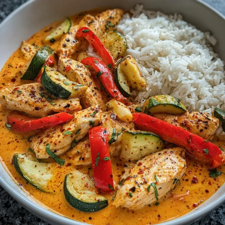 Cremiges Paprika Zucchini Hähnchen