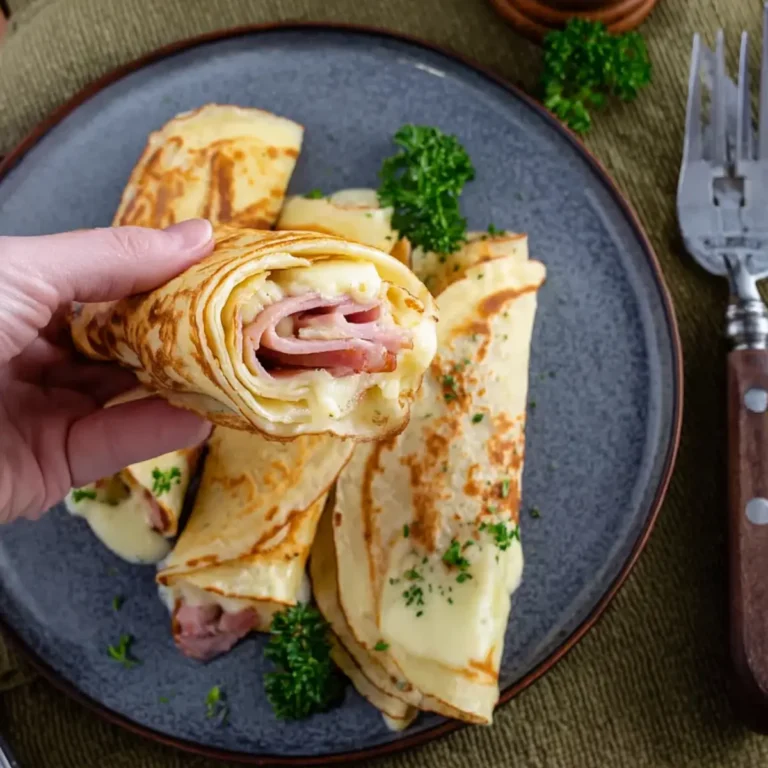 Deftige Pfannkuchen mit Käse Schinken Füllung
