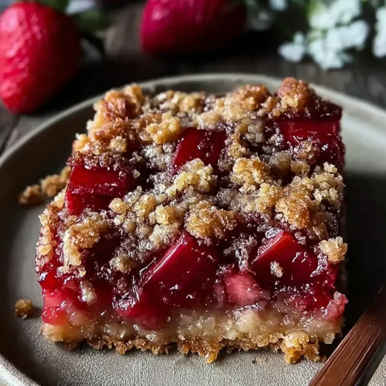 Erdbeer Rhabarber Crumble Bars
